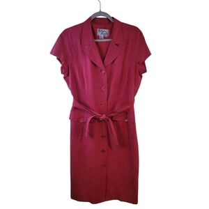 Patricia Magali  linen and silk belted shirt dress - 14.            O11